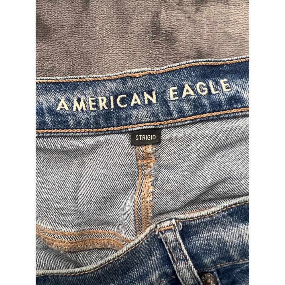 American Eagle Strigid Jeans Womens 18 Blue Excellent Distressed Straight Leg - Picture 7 of 11
